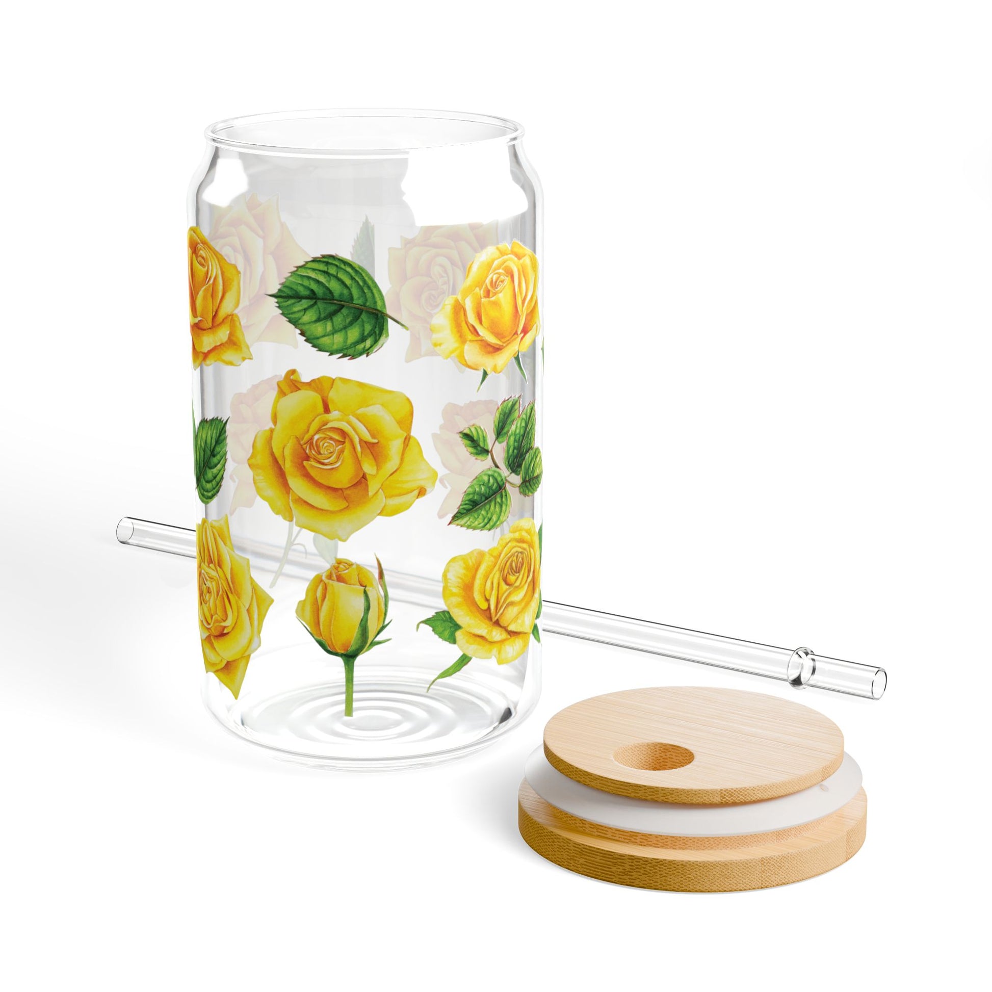 Floral Sipper Glass, 16oz - Stylish Drinkware, Reusable Water Glass, Eco-Friendly Cup, Gift for Garden Lovers, Summer Party Essentials